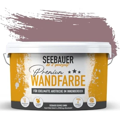 Abbildung von SEEBAUER diy Wandfarbe Lila 2,5L für Innen (No. 955 Plum Cake) Edelmatte Innenfarbe Brombeere Violetttöne sehr hohe Deckkraft Matt, Abwaschbar und Tropffrei