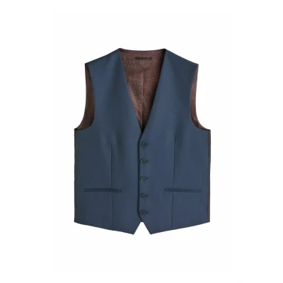 Abbildung von Next Textured Regular FIT Anzugweste, Herren, Größe: 48xR, Bright blue