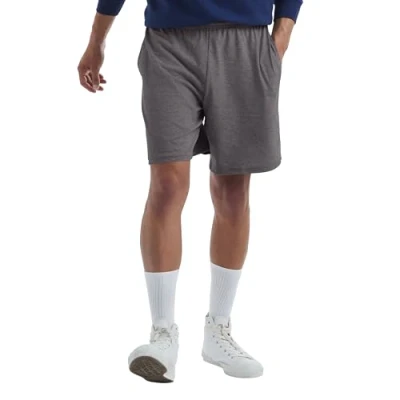 Abbildung von Hanes Herren Jersey Cotton with Pocket Shorts, Dunkelgrau meliert, XX Large