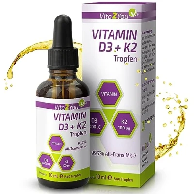 Abbildung von Vita2You Vitamin D3 + K2 Tropfen 5000IE 100µg 340 ml