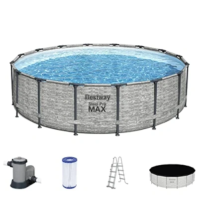 Abbildung von Bestway Steel Pro MAX Schwimmbecken 488x122 cm Steindruck