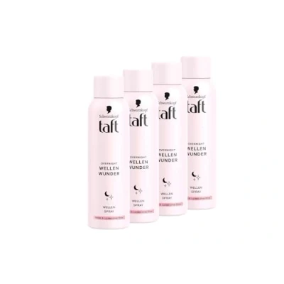 Abbildung von Schwarzkopf Taft Overnight Wellen Wunder Spray (4x 150 ml), Styling zaubert und Locken im Schlaf, ohne zu beschweren, für alle Haartypen geeignet