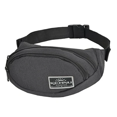 Abbildung von Keanu Bags Bauchtasche Gürteltasche Hip Bag Crossbag Smartphone Fach Hüfttasche, Freizeittasche Gassi Tasche Festival 900200 Schwarz Grau