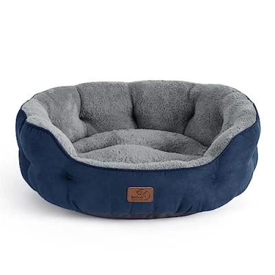 Abbildung von BEDSURE Katzenbett waschbar Katzen Bettchen 51x48x15cm Bett mit zweiseitig Innenkissen Katzenschlafplatz für oder kleine Hunde, Navyblau