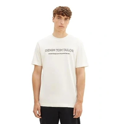 Abbildung von TOM Tailor Denim Tshirt print, Herren, Größe: XL, Wool white