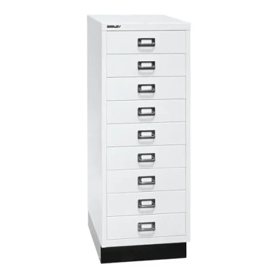 Abbildung von BISLEY MultiDrawer, 39er Serie mit Sockel, DIN A3, 9 Schubladen, Metall, 696 Verkehrsweiß, 43.2 x 34.9 94 cm