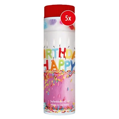 Abbildung von PUSTEFIX Seifenblasen Set I 5 x Klassik 42ml Geburtstag Torte Bunte Bubbles Made in Germany für Hochzeit, Standesamt, Kindergeburtstag 42 ml Vorteilspack