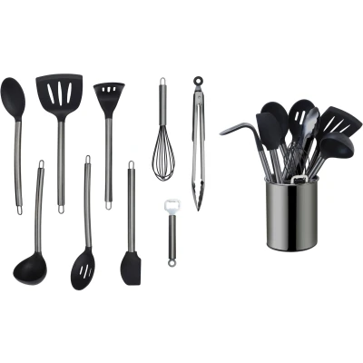Abbildung von ECHTWERK Küchenorganizer Set, (Set, 10 tlg.), Kochbesteck mit Edelstahlgriff, Antihaft Silikon, Utensilienhalter