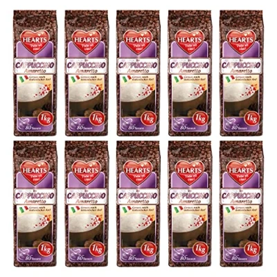 Abbildung von HEARTS Cappuccino Amaretto 10 x 1kg Genuss nach italienischer Art, ca. 80 Tassen/Packung, Instantkaffee Pulver Vorratspackung Aromatisch &amp; Löslich