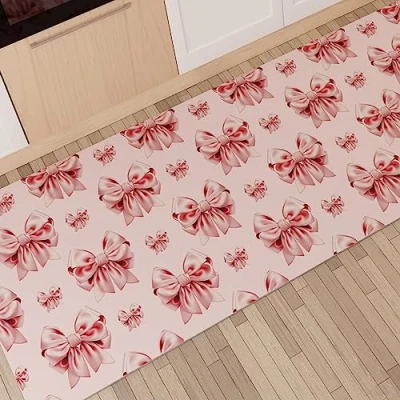 Abbildung von PETTI Artigiani Italiani Teppich für Küche, rutschfest, waschbar, Läufer Teppich, Küchenläufer, 52 x 440 cm, Design Schleife Rosa, 100% Made in Italy