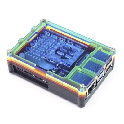 Abbildung von BerryBase Acryl Gehäuse für Raspberry Pi 5 + Active Cooler, Stackable, Rainbow
