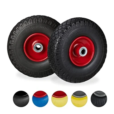 Abbildung von Relaxdays, schwarz rot 2X Sackkarrenrad, pannensichere Vollgummireifen, 3.00 4&quot; Stahlfelge, 20mm Achse, 100kg, 260x85 mm, 10026069_261