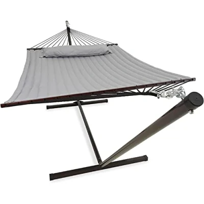 Abbildung von Vita5 Hängematte mit Gestell, Outdoor, Garten, Pool, Balkon, und Terrasse, Indoor Hängematten 2 Personen Hängesessel, Doppelhängematte Ständer, 200kg Belastbarkeit, Einfache Montage