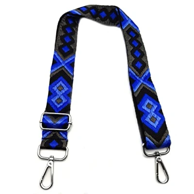 Abbildung von Schultergurt für Taschen Verstellbarer, Taschengurte zum Wechseln Grau Blau 3.8cm Schulterriemen Breit mit Silber Karabiner, Umhängegurt Damen Handtaschen DIY, 11
