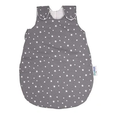 Abbildung von pic Bear Premium Babyschlafsack aus Jersey Baumwolle Atmungsaktiv, Mitwachsend und für Ganzjahres Nutzung mit verstellbaren Größen 86/92 Sterne grau weiß