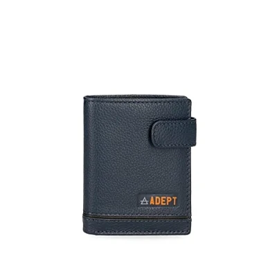 Abbildung von Adept Kurt Vertikale Geldbörse mit Klickverschluss Blau 8,5 x 10,5 1 cm Leder, blau,