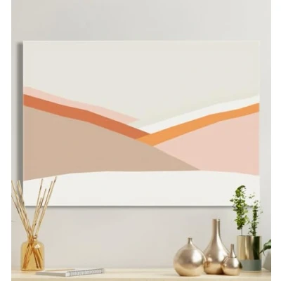 Abbildung von MyMaxxi Premium Leinwandbild auf Keilrahmen Pfirsichfarbener Sonnenaufgang Wandbild Design Wand Dekoration, Gemälde Pfirsich Mehrfarbig Leinwand Landschaft, Groesse_leinwand:70x100 cm