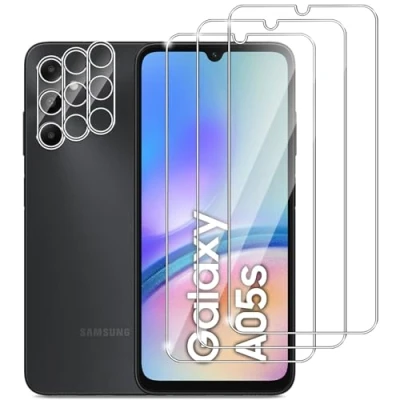 Abbildung von Dlxiks 3+3 Stück, Panzer Schutz Glas für Samsung Galaxy A05s, 3 Stück Schutzfolie Mit Kameraschutz, 9H Härte, Anti Kratzen, HD Klar Displayschutzfolie A05s
