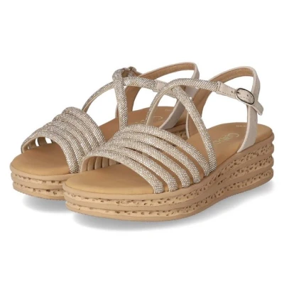 Abbildung von Gabor Keilsandalette, Damen, Größe: 38, Platino/oak Schuhe