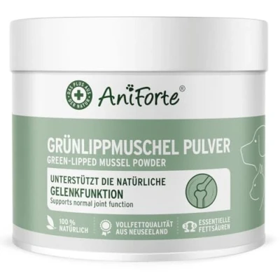Abbildung von AniForte Grünlippmuschelpulver für Hunde &amp; Katzen 250g VERGLEICHSSIEGER 2023 Gelenkpulver in Vollfettqualität, unterstützt Gelenke Agilität, Grünlippmuschel Pulver mit hoher Akzeptanz