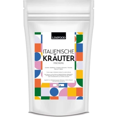 Abbildung von Limfood 100g Italienische Kräuter getrocknet, Kräutermischung, Gewürze, mediterrane Kräuter, Basilikum, Oregano, Rosmarin, Thymian, Majoran, Salbei