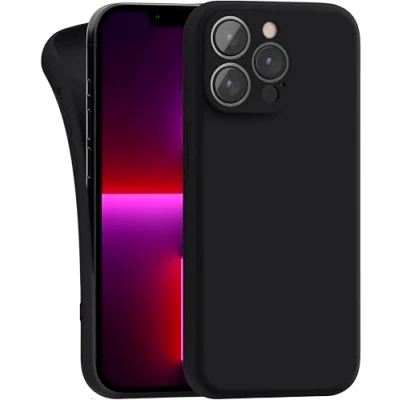 Abbildung von MyGadget Hülle Kompatibel mit iPhone 13 Pro Max robuste Silikon Schutzhülle TPU Case Slim Silikonhülle Back Cover Kratzfest Handyhülle Schwarz