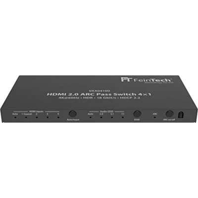 Abbildung von FeinTech VAX04100 HDMI 2.0 ARC Pass Switch 4x1, für 3 Quellen, Soundbar und TV Beamer 4K@60Hz HDR 18Gbit/s HDCP 2.2 Dolby Atmos