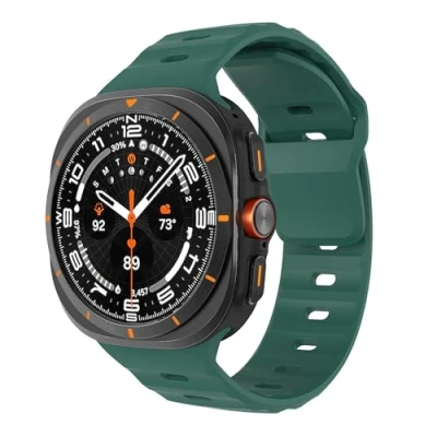 Abbildung von MoKo Sport Armband Kompatibel mit Samsung Galaxy Watch Ultra 47mm (2024) Damen Herren, Weiches Silikon Wasserdichtes Ersatzarmband Zubehör für Armband, Dunkelgrün
