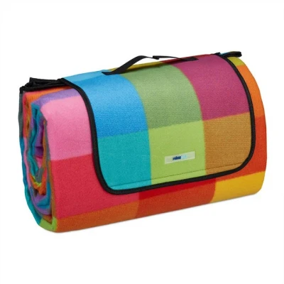 Abbildung von Picknickdecke XXL 200x300 cm kariert, relaxdays