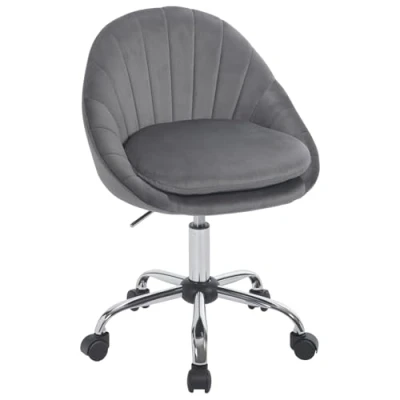 Abbildung von WOLTU Homeoffice Stuhl, Bürostuhl ergonomisch, Schminkstuhl drehbar, Drehstuhl mit Rollen, Schreibtischstuhl 150 kg belastbar, für Arbeitszimmer Schlafzimmer, Samt, Dunkelgrau, BS167dgr