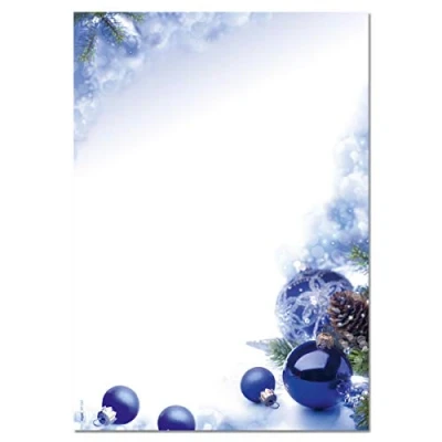 Abbildung von SIGEL DP034 Weihnachtsbriefpapier &quot;Blue Harmony&quot;, DIN A4, 100 Blatt, aus nachhaltigem Papier, weihnachtliches Motiv für Weihnachtspost, Angebote, Einladung, Menükarte