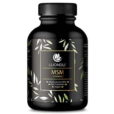 Abbildung von Luondu® MSM 2000mg mit Vitamin C pro Tagesdosis 365 Tabletten hochdosiert Schwefel hochdosiert, vegan &amp; ohne Zusätze