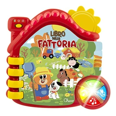 Abbildung von Chicco Sprechendes Büchlein des Bauernhofs, elektrisches Lernbuch, zweisprachig, Anzeige auf Italienisch und Englisch, inklusive Batterien, Alter 6 36 Monate, Mehrfarbig