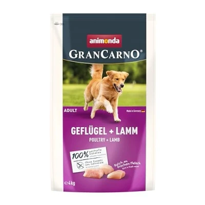 Abbildung von GranCarno Trockenfutter Adult Geflügel + Lamm (1 x 4kg), Premium Futter ohne Getreide für Erwachsene Hunde von animonda