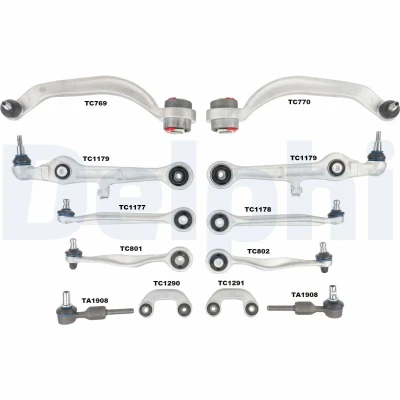 Abbildung von DELPHI TC1500KIT Querlenker Reparatursatz Vorderachse AUDI: A4 B6/B7 Cabrio, B6 Avant, Limousine