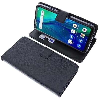 Abbildung von foto kontor Tasche kompatibel mit Unihertz Luna Schutzhülle schwarz Book Style Case Handy Schutz Hülle Buch Wallet Handyhülle Cover Klapphülle Ständer Handytasche