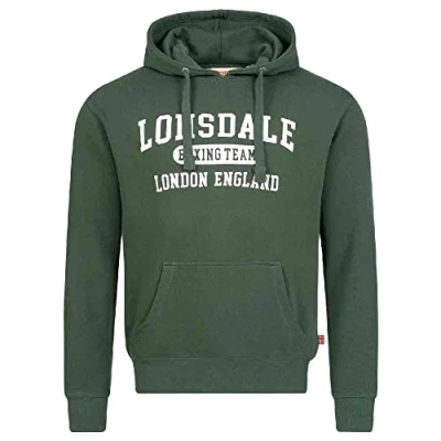 Abbildung von Lonsdale Men&#039;s SMERLIE Hooded Sweatshirt, Bottle Green/White, M