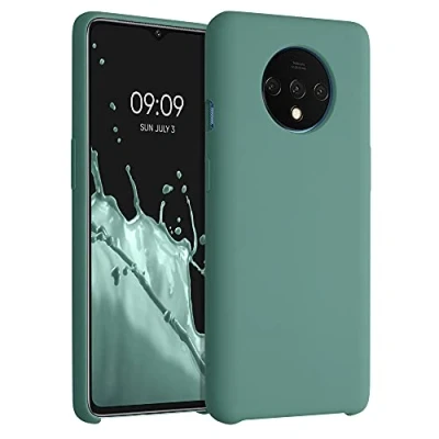 Abbildung von kwmobile Hülle kompatibel mit OnePlus 7T Silikon Handy Case Handyhülle weiche Oberfläche kabelloses Laden Tannengrün