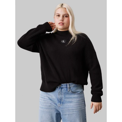 Abbildung von Calvin Klein Jeans PLUS Label Loose Sweater Strickpullover, Damen, Größe: 3XL, Black