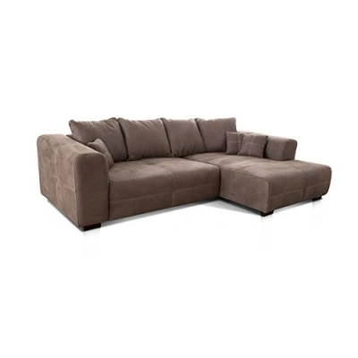 Abbildung von Cavadore Ecksofa Mavericco / XXL Eckcouch Inkl. Rückenkissen und Zierkissen Longchair rechts Industrial Style 285 x 69 170 (BxHxT) Mikrofaser Hellbraun