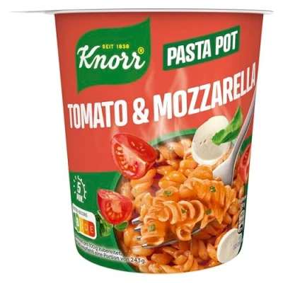 Abbildung von Knorr Pasta Snack Pot Tomato &amp; Mozzarella leckere kleine Mahlzeit fertig in nur 5 Minuten 63 g