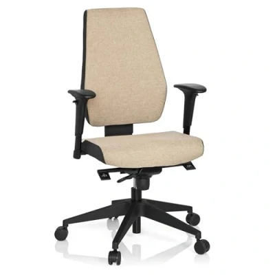 Abbildung von hjh OFFICE 608819 Profi Bürostuhl PRO TEC 500 Stoff Beige Drehstuhl ergonomisch, Rückenlehne &amp; Armlehnen höhenverstellbar