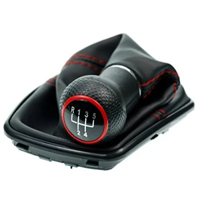 Abbildung von L &amp; P Car Design Schalthebel Schaltsack Rot Schaltknauf Auto f. VW Golf 4 IV Bora Schwarz 23 mm (Set, 1 St., + Rahmen), Plug&amp;Play Montage