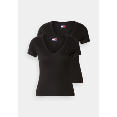 Abbildung von Tommy Jeans V NECK TEE 2 PACK Tshirt basic, Damen, Größe: 32, Black
