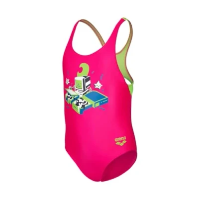 Abbildung von Arena Mädchen Kids Girl&#039;s Game Pro Back One Piece Swimsuit, Freak Rose softgreen, 92 EU