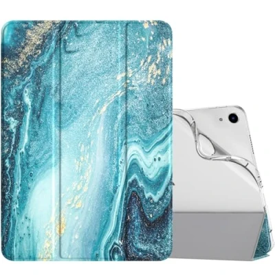 Abbildung von TiMOVO Hülle für iPad Air 11 Zoll M2 2024, 6/5/4 (2024/2022/2020) 10,9&quot;, Schlanke mit weicher TPU Transluzente Matt Rückseite, Auto Schlaf/Aufwach Schutzhülle, Vergoldend
