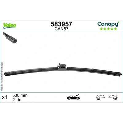 Abbildung von Scheibenwischer Valeo Canopy 583957 530mm Flachbalkenwischblatt, Wischgummi aus &gt;80 % nachhaltigen Materialien MERCEDES BENZ: GLB, EQB
