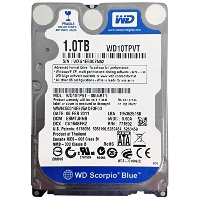 Abbildung von Western Digital WD10TPVT Scorpio 1TB interne Festplatte (6,4 cm (2,5 Zoll), 5200 rpm, 8MB Cache, SATA)
