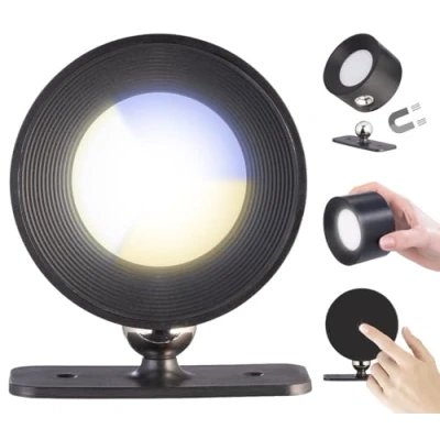 Abbildung von Lunartec Aufbaulampen: CCT LED Wandlampe mit Magnetfuß, dimmbar, Touch Bedienung, schwarz (Leselampe Schalter, Aufbauleuchten)