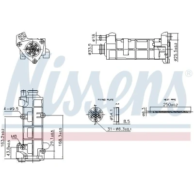 Abbildung von NISSENS 989458 AGR Kühler ohne Unterdruck Bypass IVECO: DAILY 4 Pritsche/Fahrgestell, Kasten/Kombi, CITROËN: Jumper II Kastenwagen